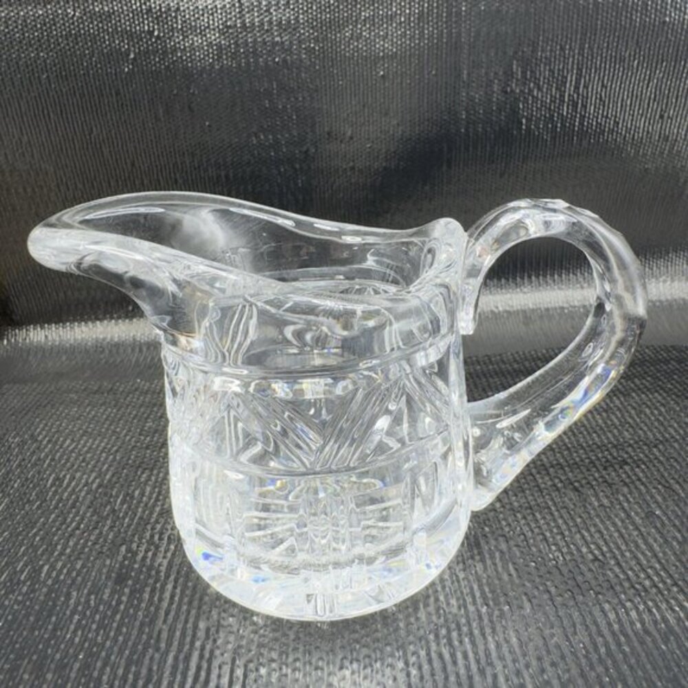 Antique Clear Glass Crystal Small Pitcher‎ Creamer Long Spout Glassware Vintage